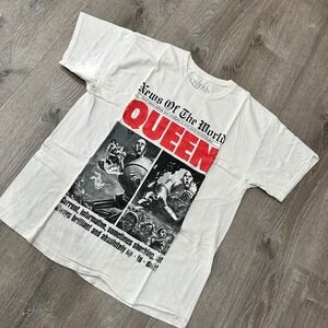 Queen News Of The World Band T Shirt Men Medium White Official Merch